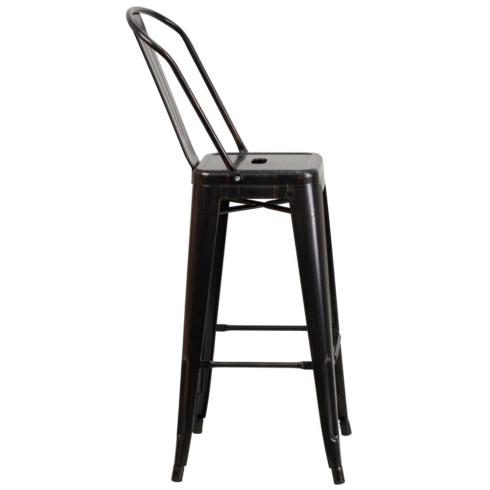 30" Black Metal Outdoor Stool