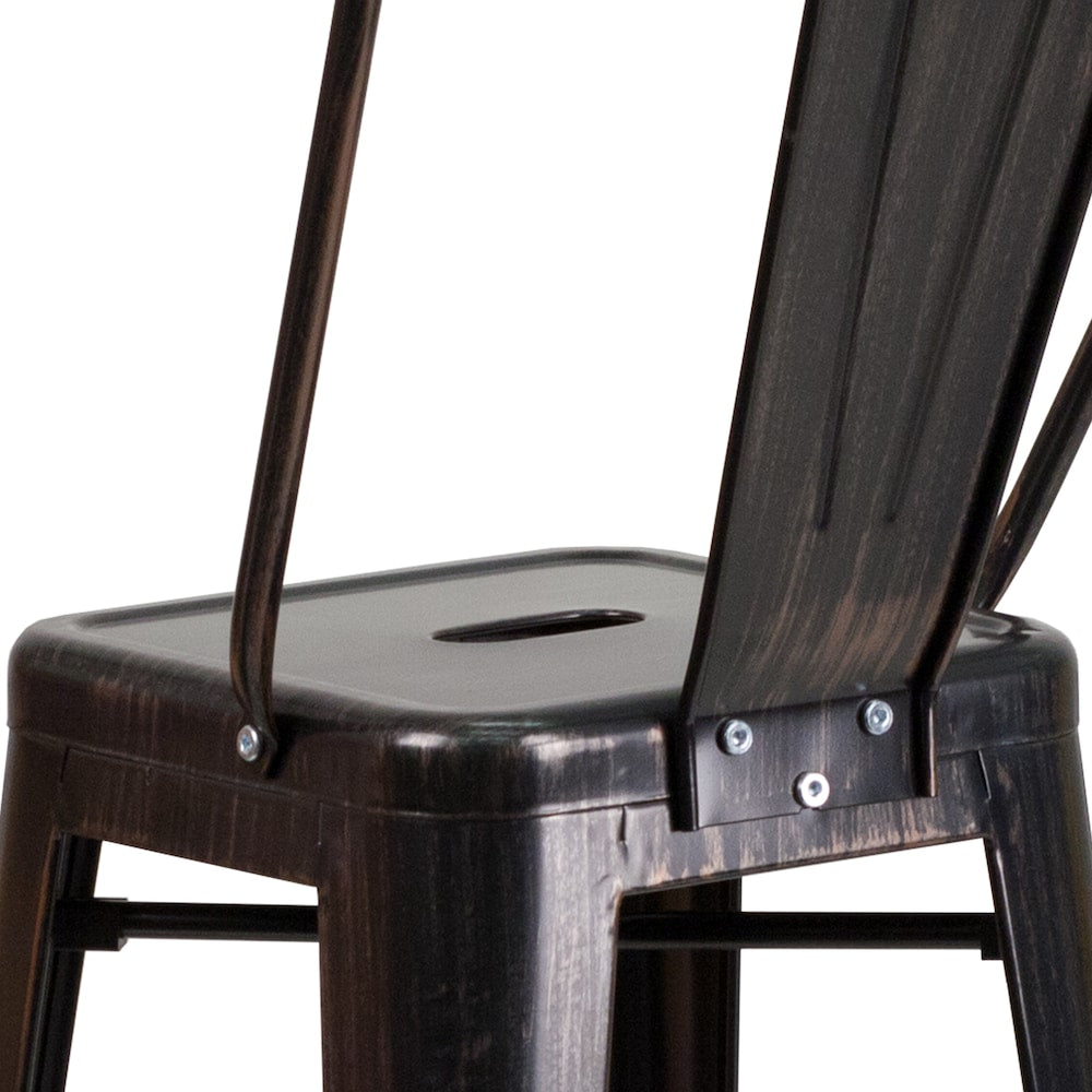 30" Black Metal Outdoor Stool