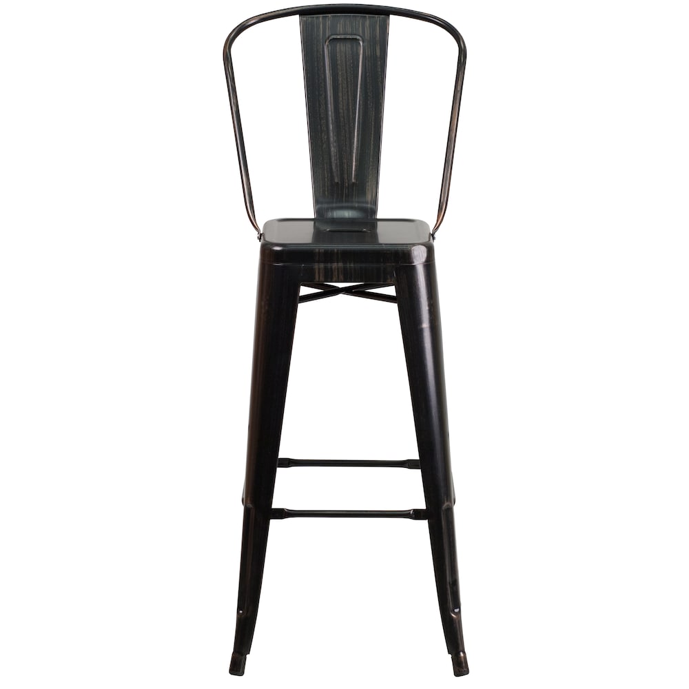 Tabouret d'extérieur en métal noir de 30 po