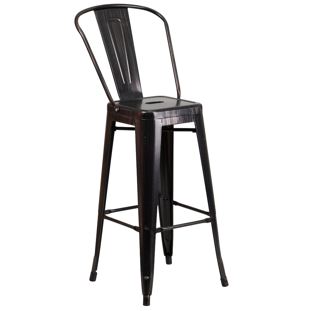30" Black Metal Outdoor Stool