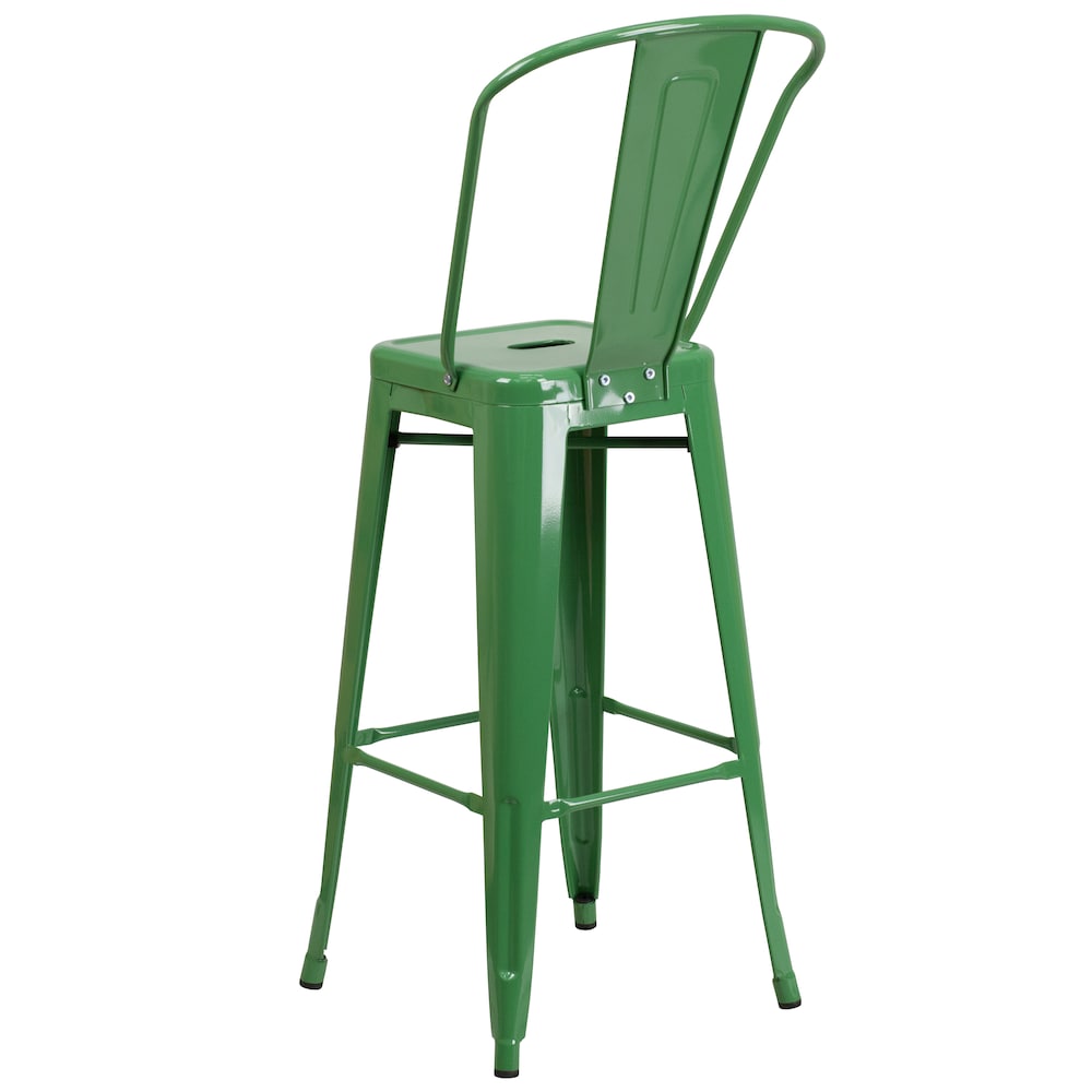 Tabouret d'extérieur en métal vert de 30 po