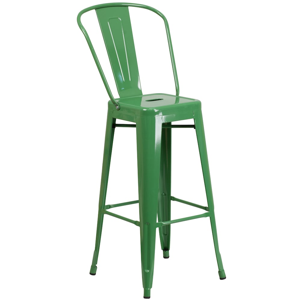 Tabouret d'extérieur en métal vert de 30 po