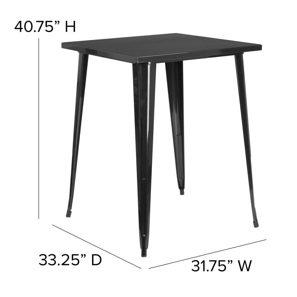31.5SQ Black Metal Bar Table