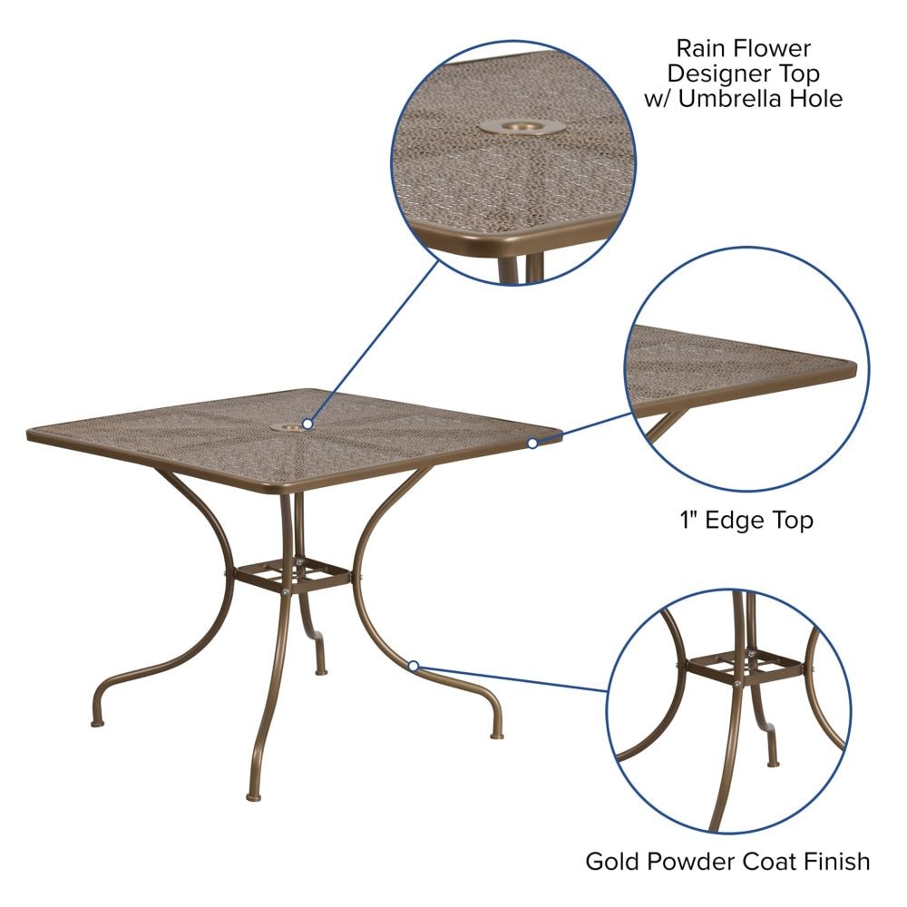 35.5SQ Gold Patio Table