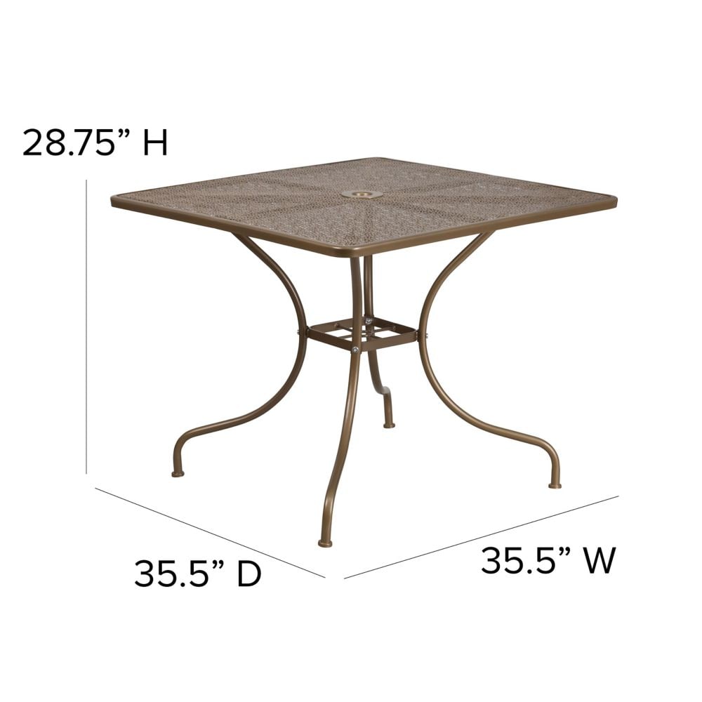 35.5SQ Gold Patio Table