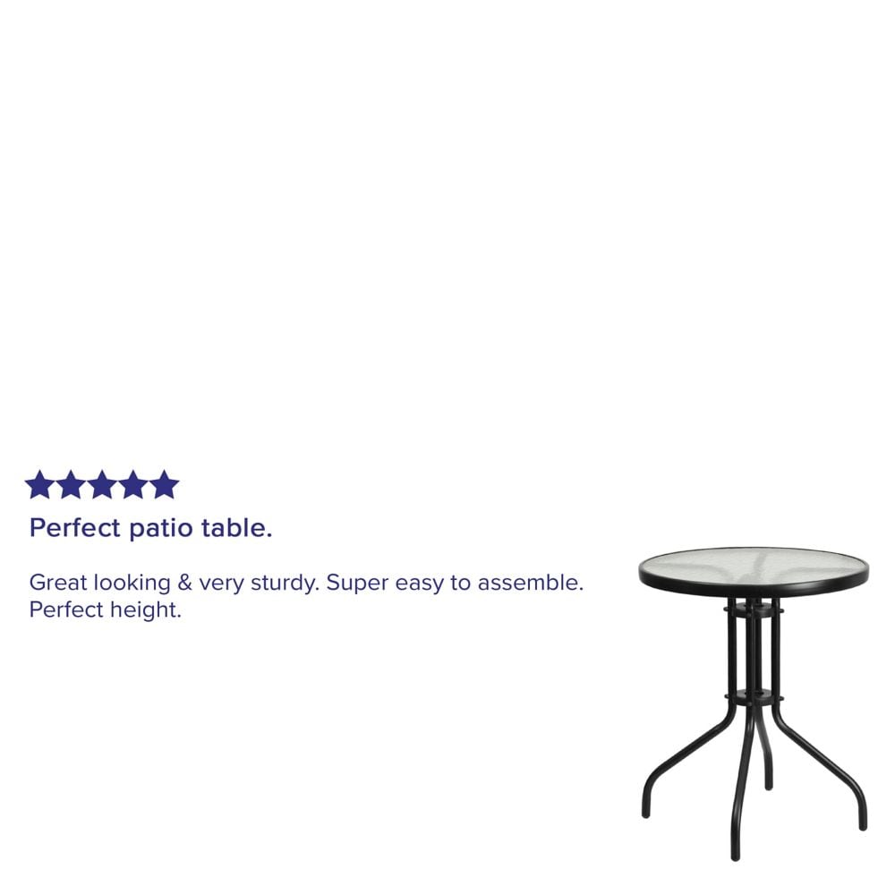 23.75RD Glass Blk Patio Table