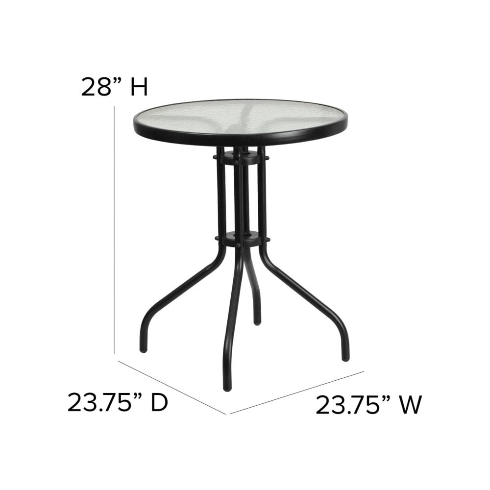 23.75RD Glass Blk Patio Table