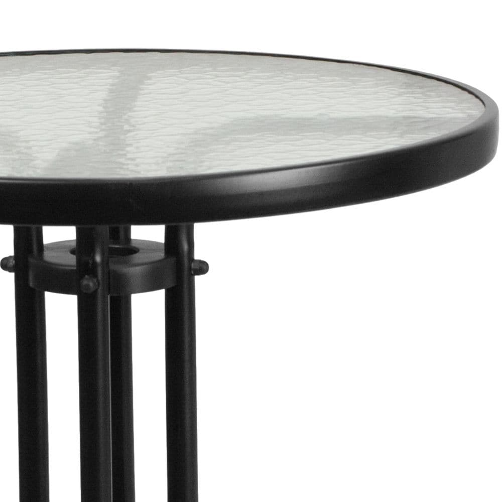 23.75RD Glass Blk Patio Table
