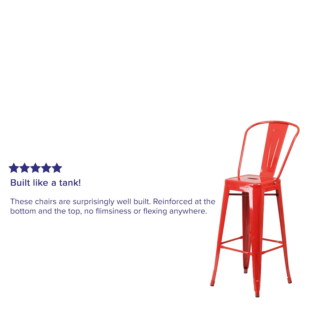 30" Red Metal Outdoor Stool