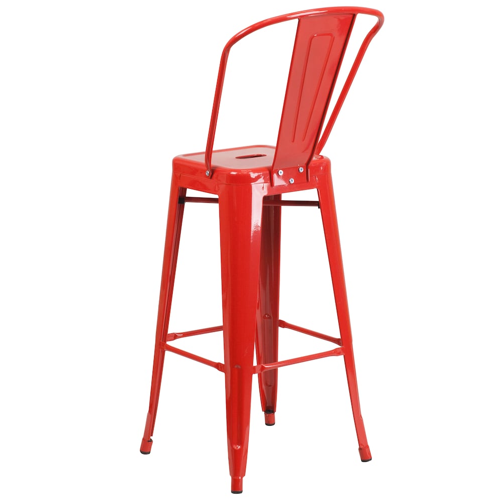 30" Red Metal Outdoor Stool