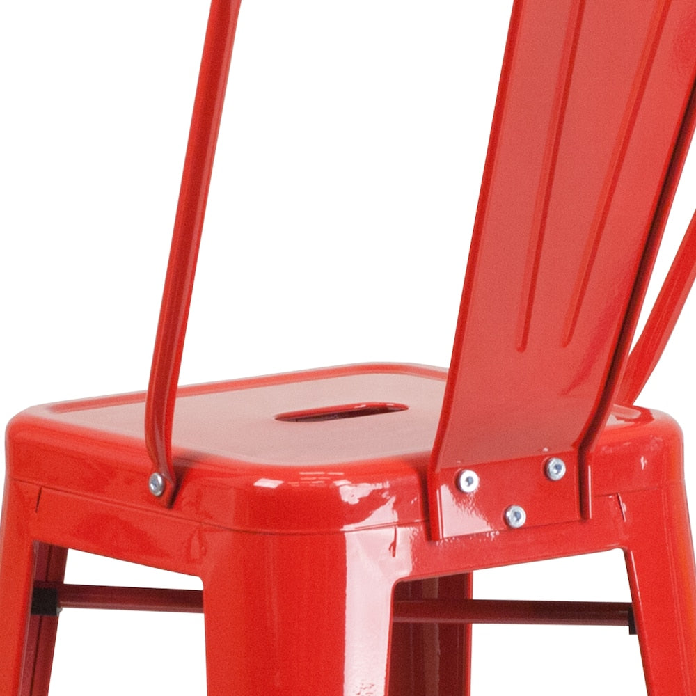30" Red Metal Outdoor Stool
