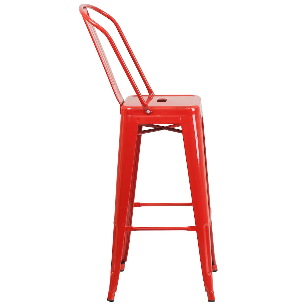 30" Red Metal Outdoor Stool
