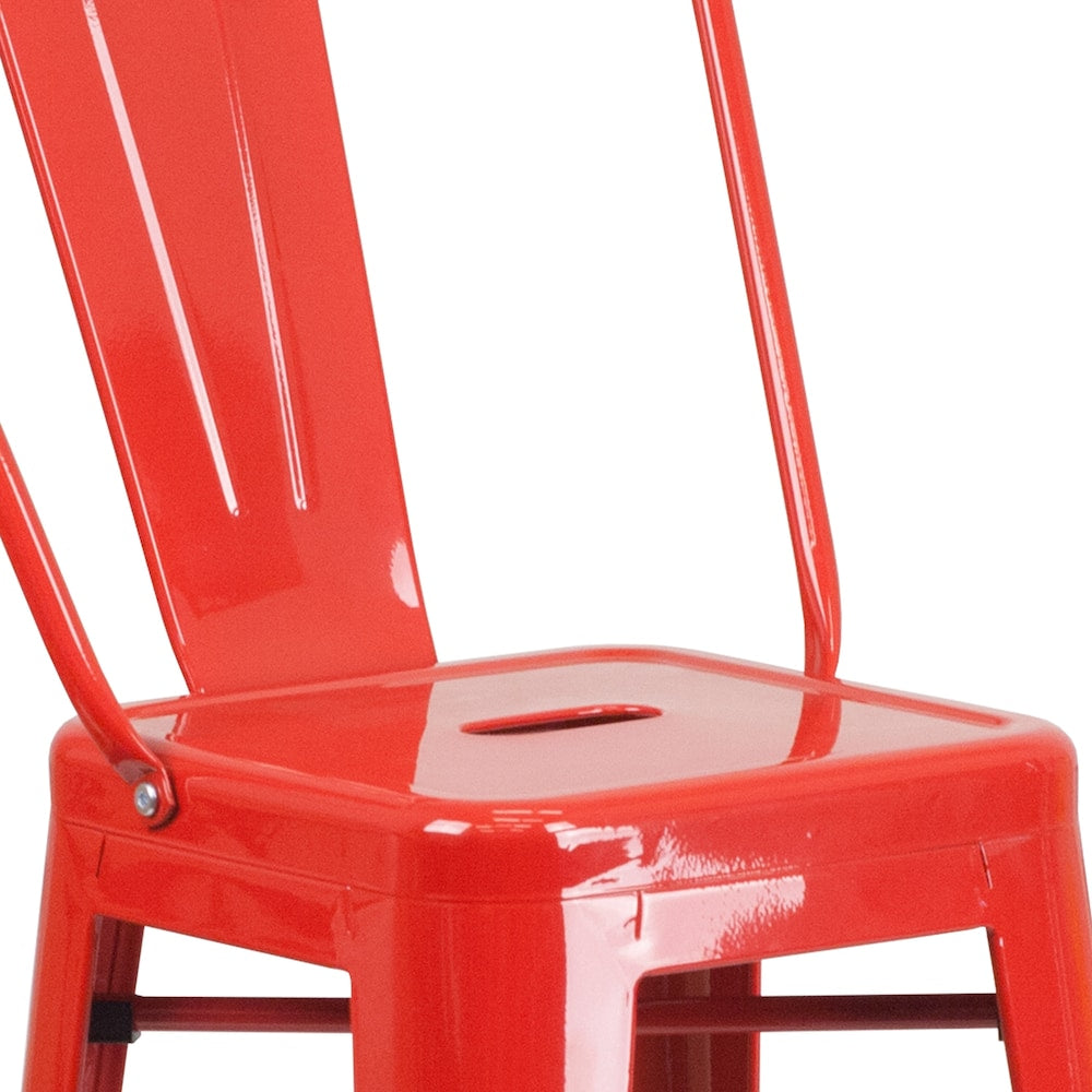 30" Red Metal Outdoor Stool