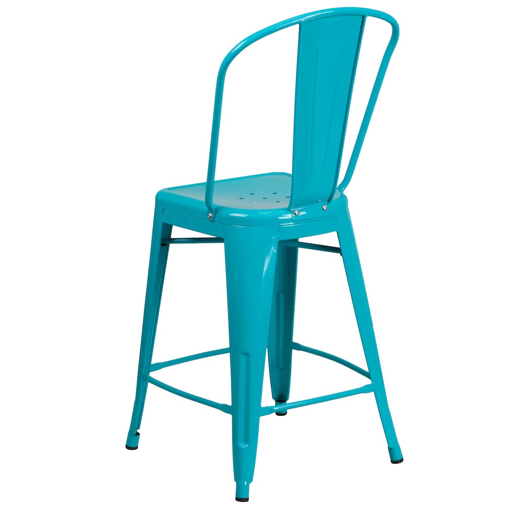 24" Teal Metal Outdoor Stool