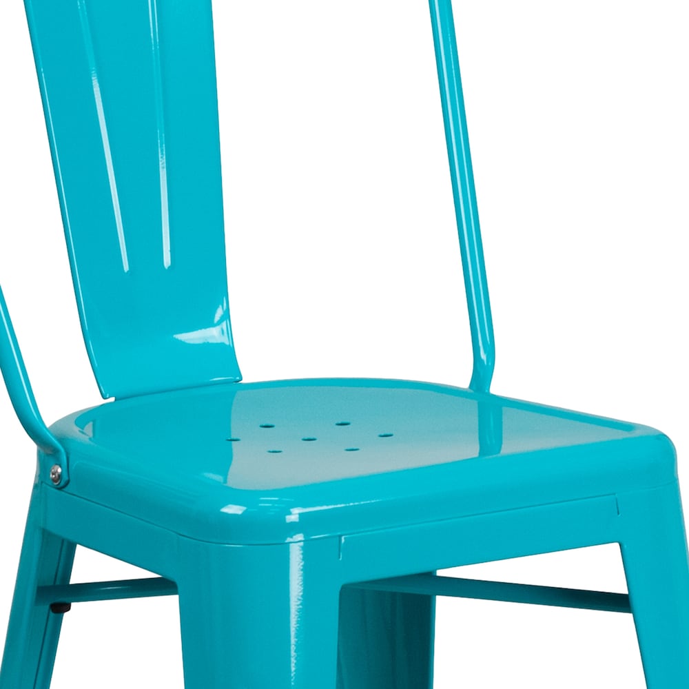 24" Teal Metal Outdoor Stool