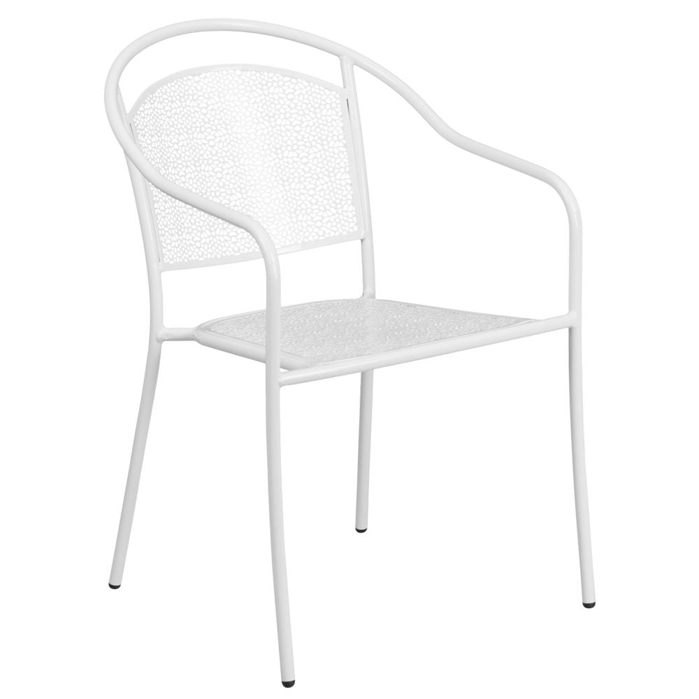 Chaise de patio blanche à dossier rond