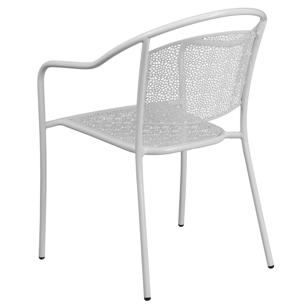 Chaise de patio blanche à dossier rond