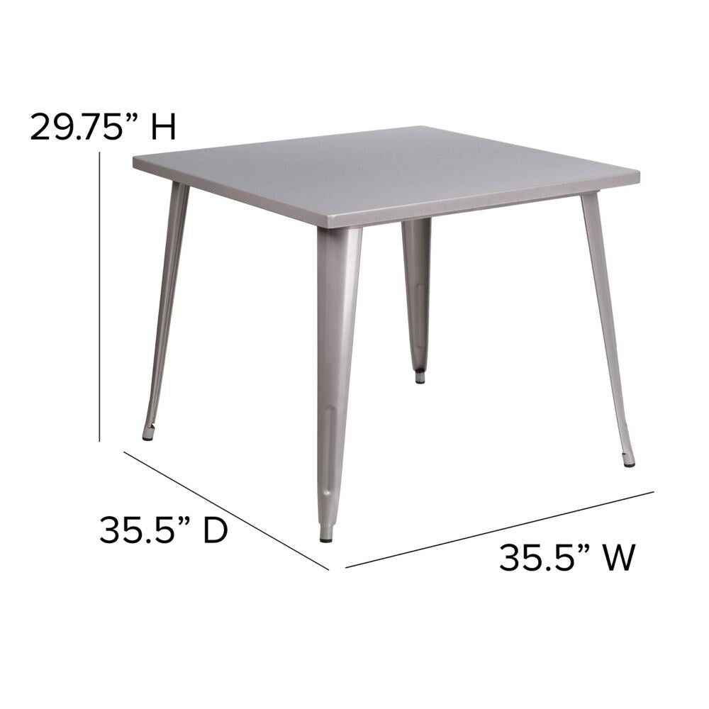35.5SQ Silver Metal Table