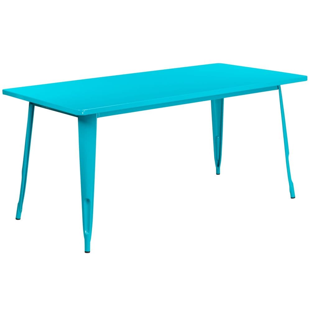 31.5x63 Crystal Teal-Blue Metal Table