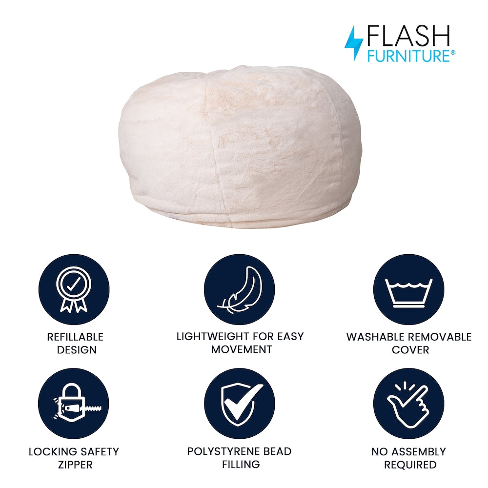 Pouf en fourrure blanche
