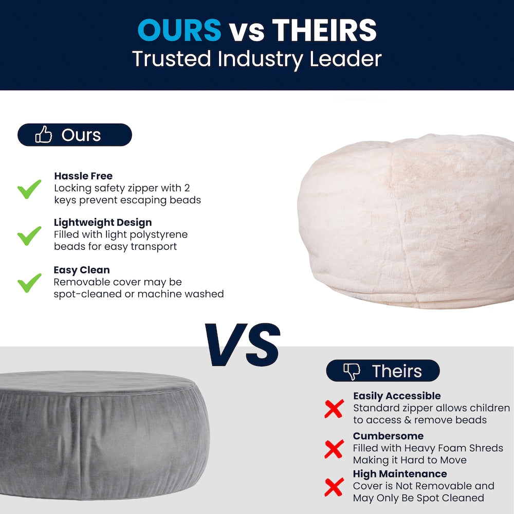 Pouf en fourrure blanche