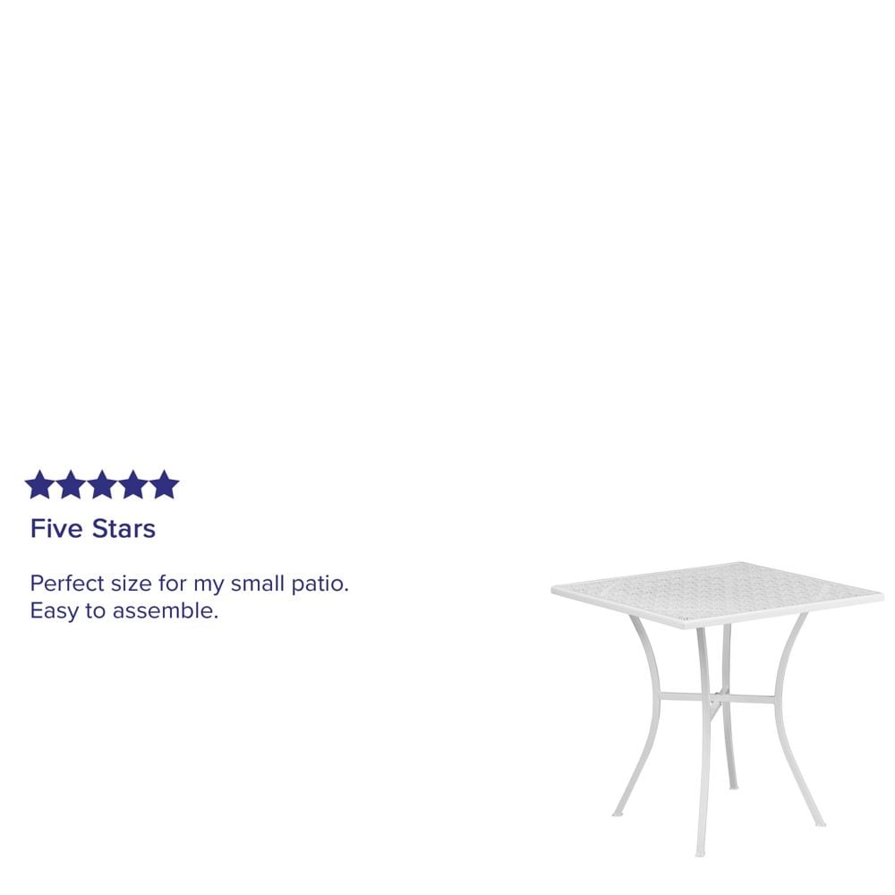 28SQ White Patio Table
