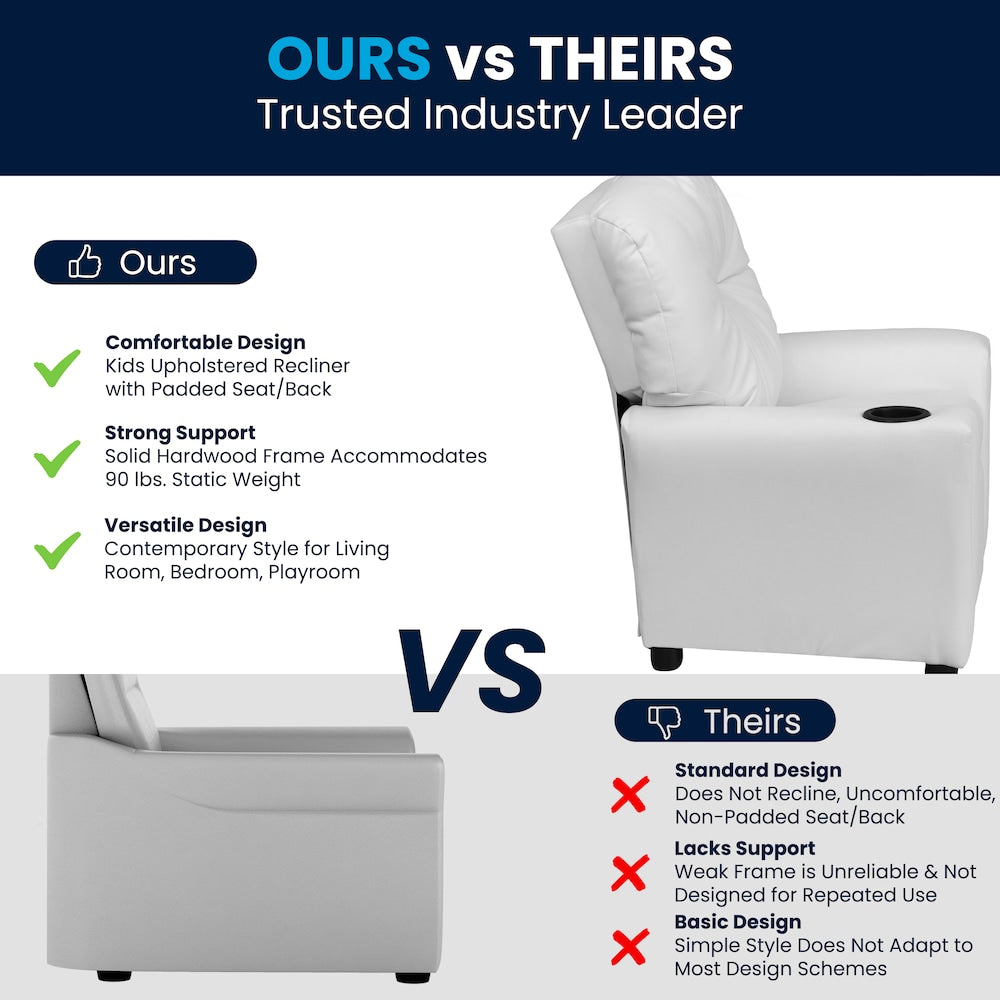 Fauteuil inclinable pour enfants en vinyle blanc