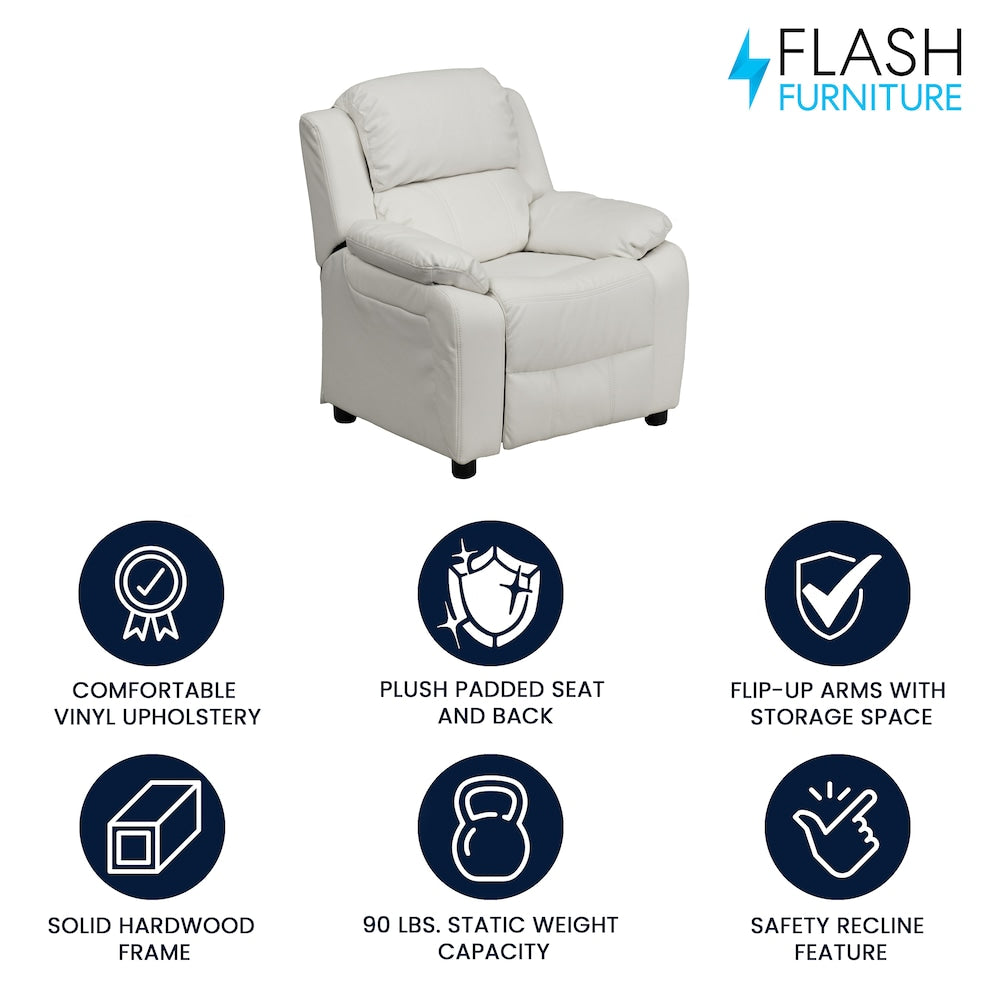 Fauteuil inclinable en vinyle blanc pour enfants