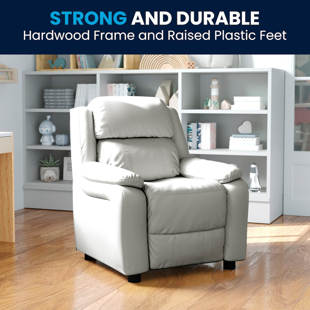 Fauteuil inclinable en vinyle blanc pour enfants