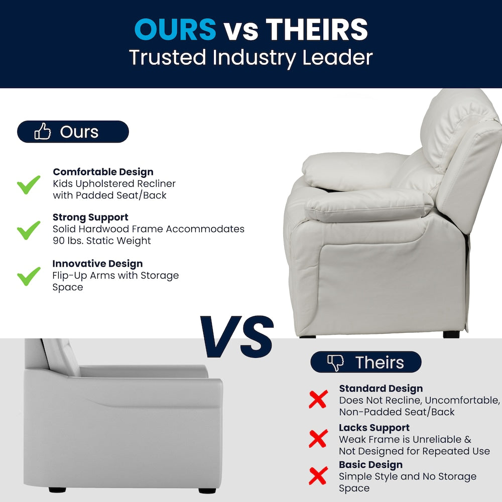 Fauteuil inclinable en vinyle blanc pour enfants