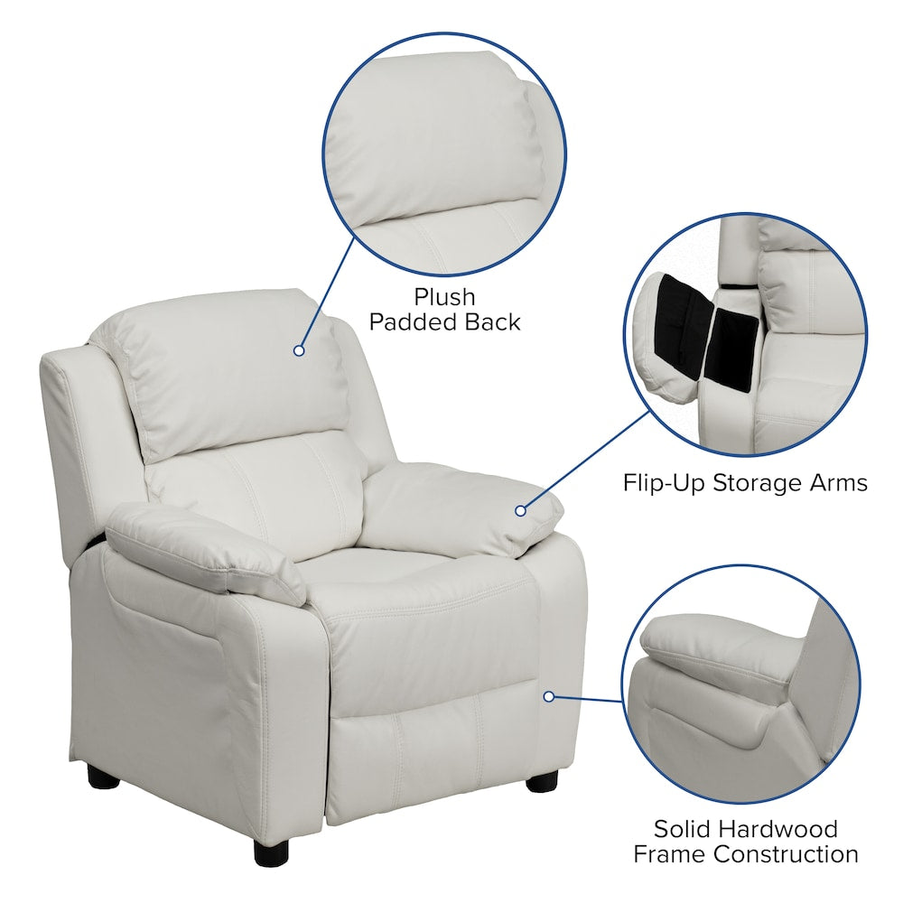 Fauteuil inclinable en vinyle blanc pour enfants