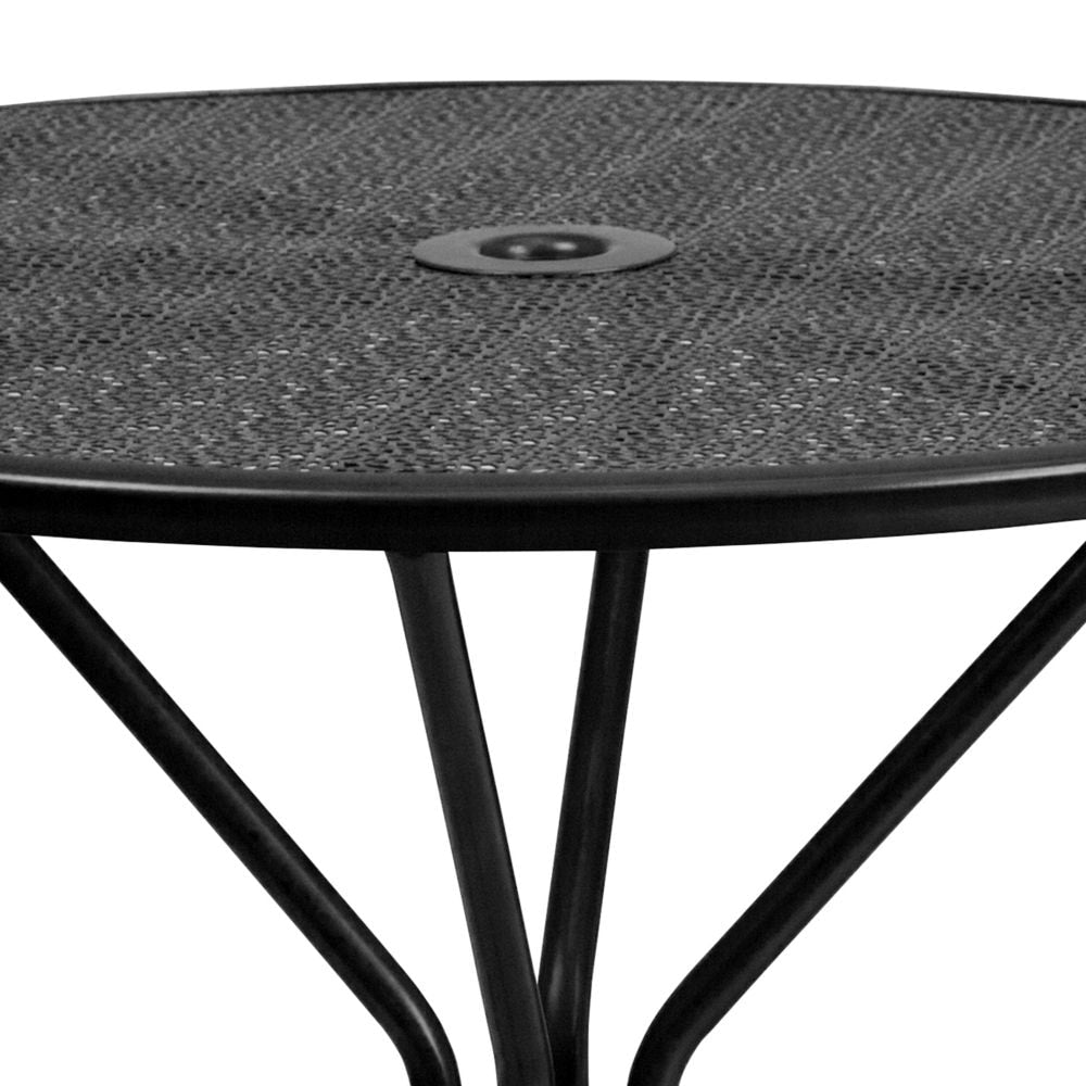 35.25'' Round Black Indoor-Outdoor Steel Patio Table