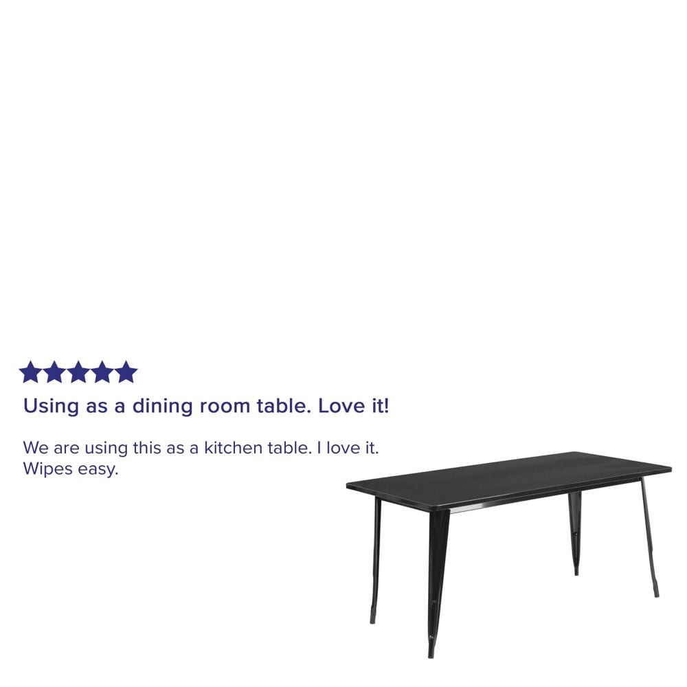 31.5'' x 63'' Rectangular Black Metal Indoor-Outdoor Table