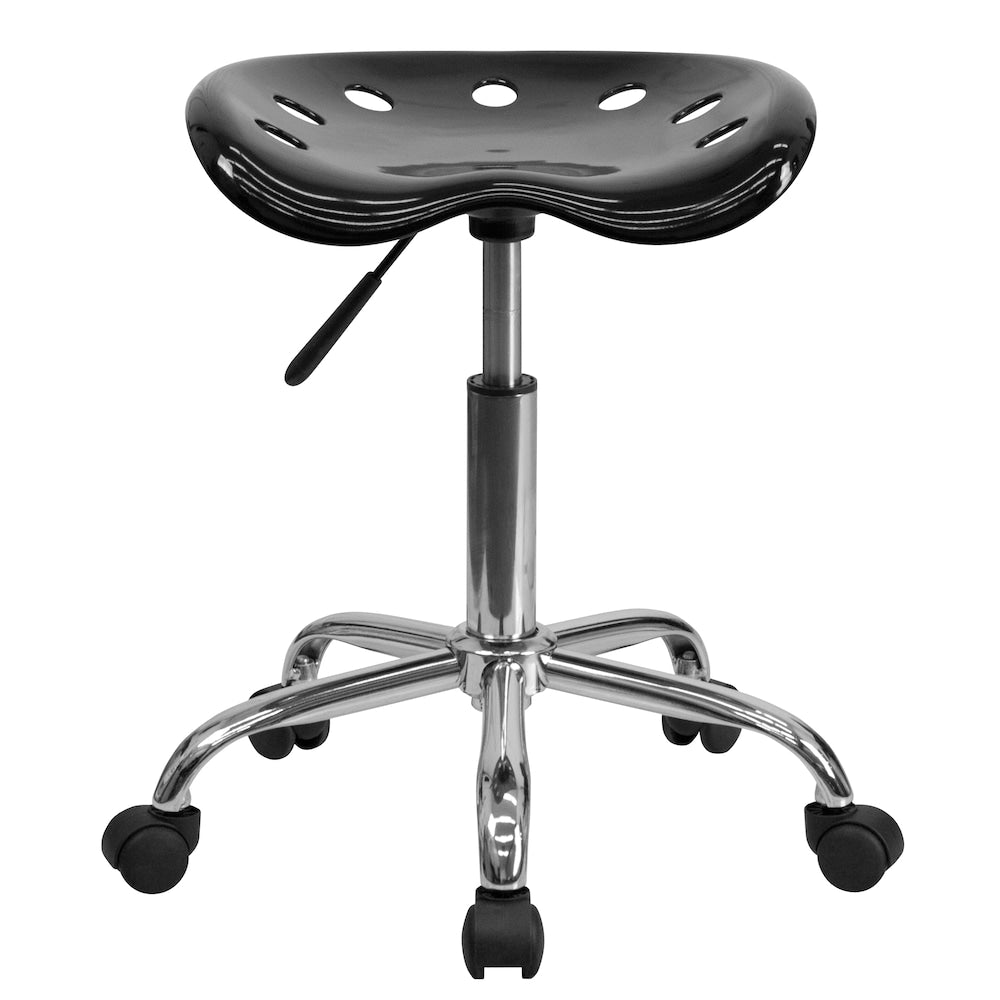 Siège de tracteur noir vibrant et tabouret chromé