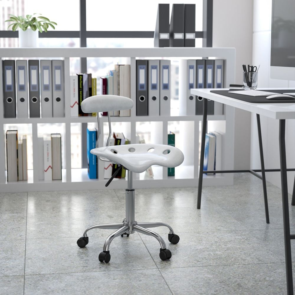 Chaise de travail pivotante en argent et chrome vibrant avec siège tracteur