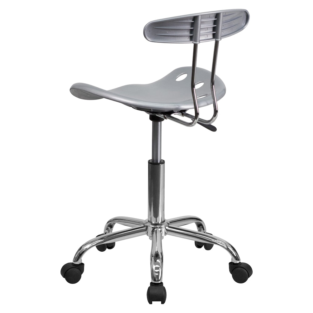 Chaise de travail pivotante en argent et chrome vibrant avec siège tracteur