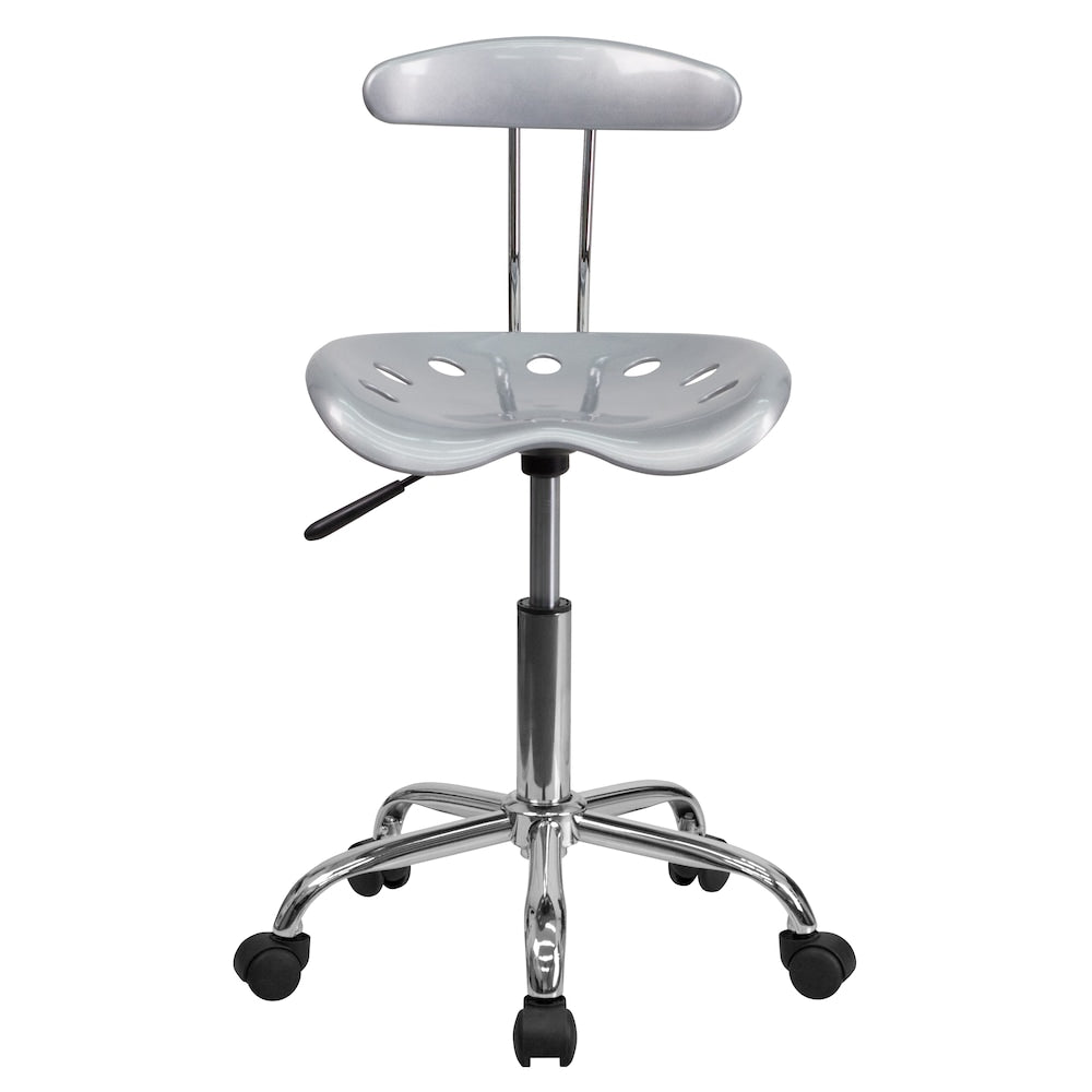 Chaise de travail pivotante en argent et chrome vibrant avec siège tracteur