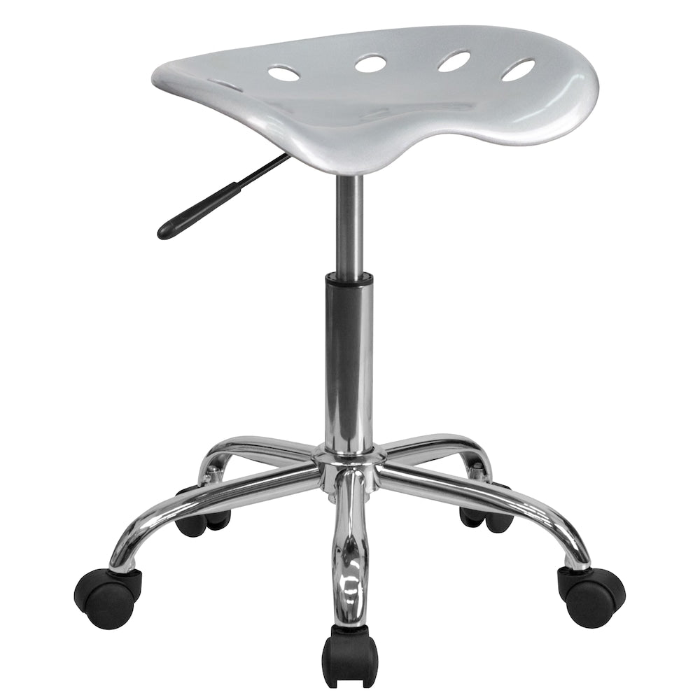 Siège de tracteur argenté vibrant et tabouret chromé