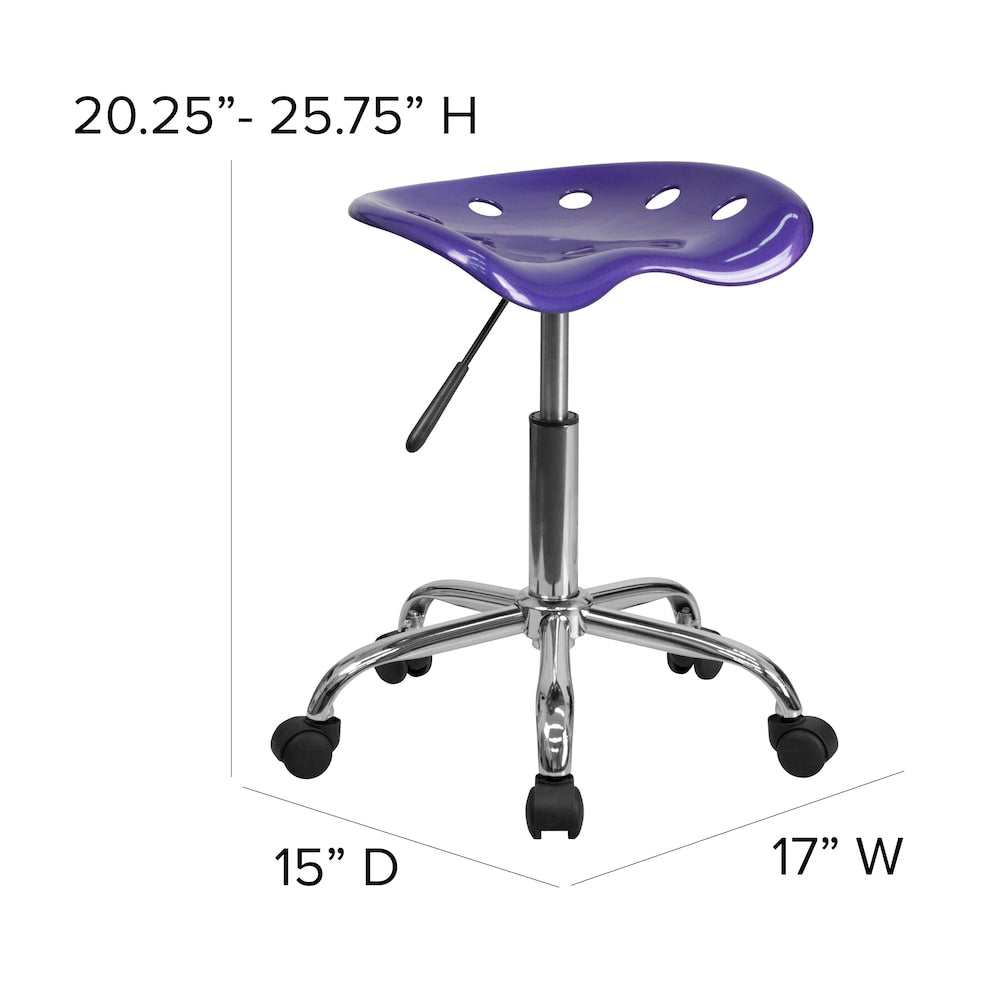 Siège de tracteur violet vibrant et tabouret chromé