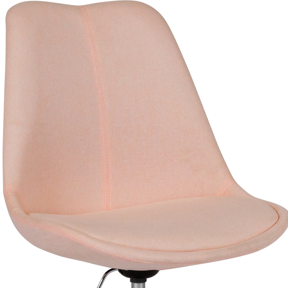 Aurora Series Mid-Back Pink Fabric Task Office Chair with Pneumatic Lift and Chrome Base