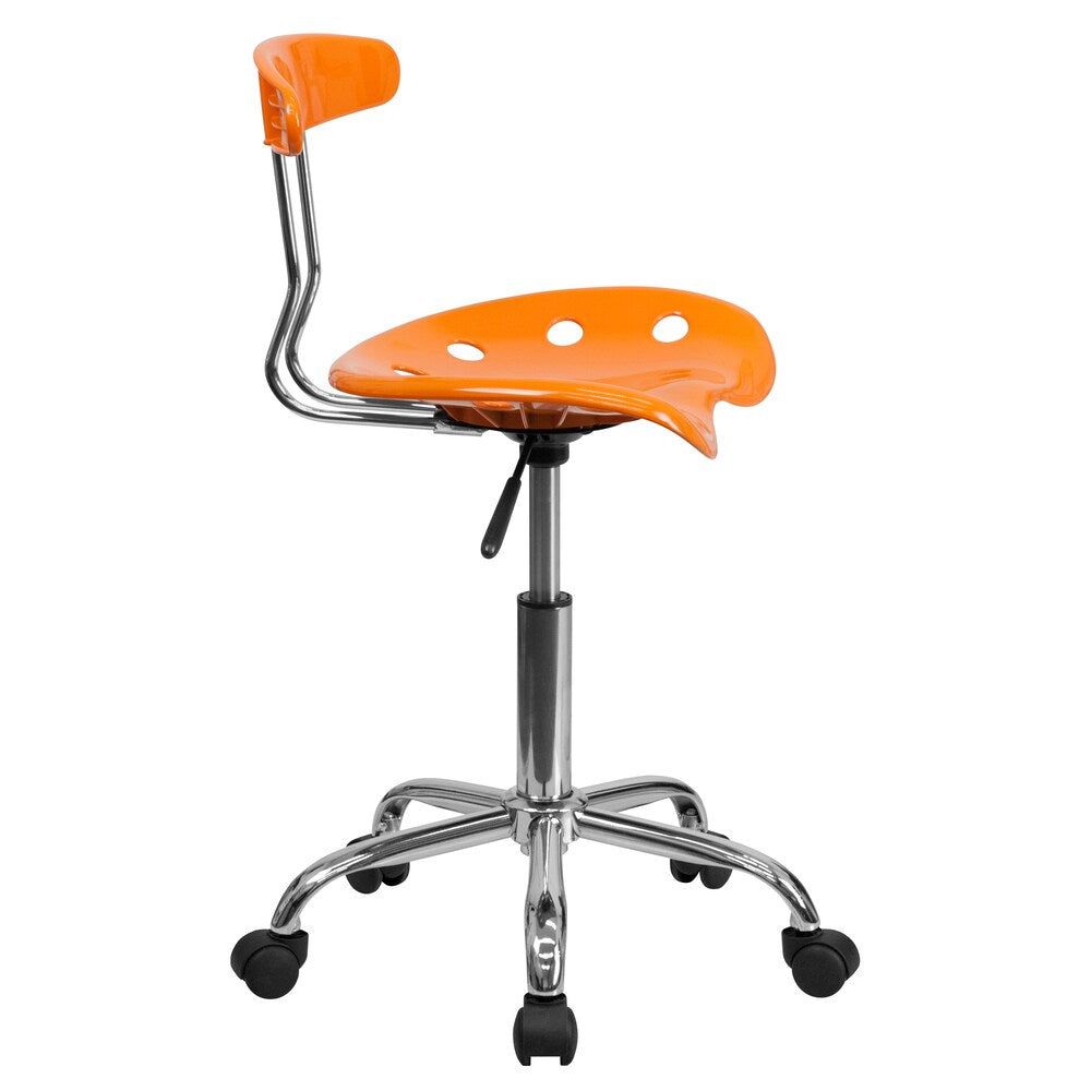 Chaise de travail pivotante orange vif et chromée avec siège tracteur