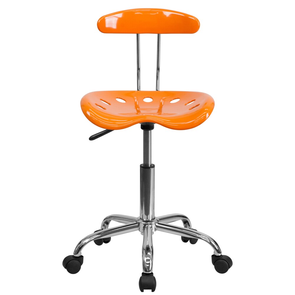 Vibrant Orange and Chrome Swivel Task Chair with Tractor Seat