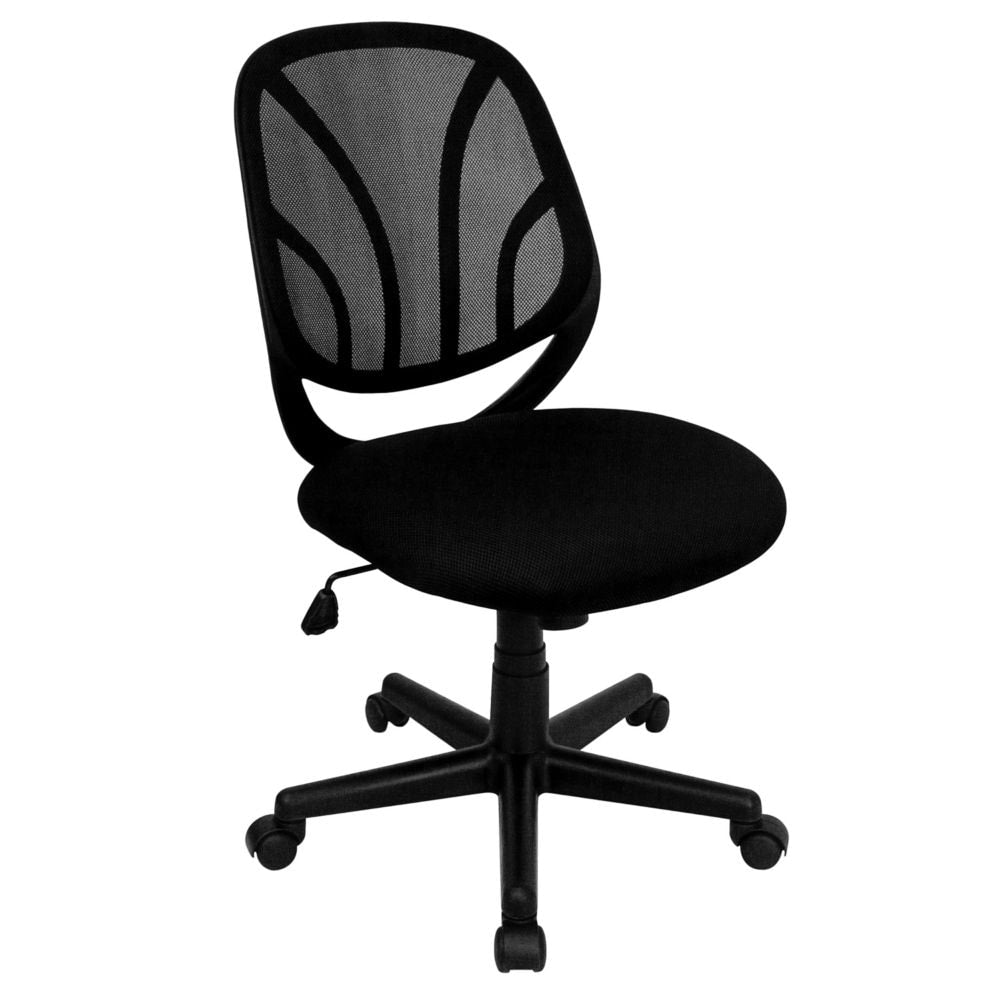 Chaise de travail pivotante à dossier moyen Y-GO Chair en maille noire