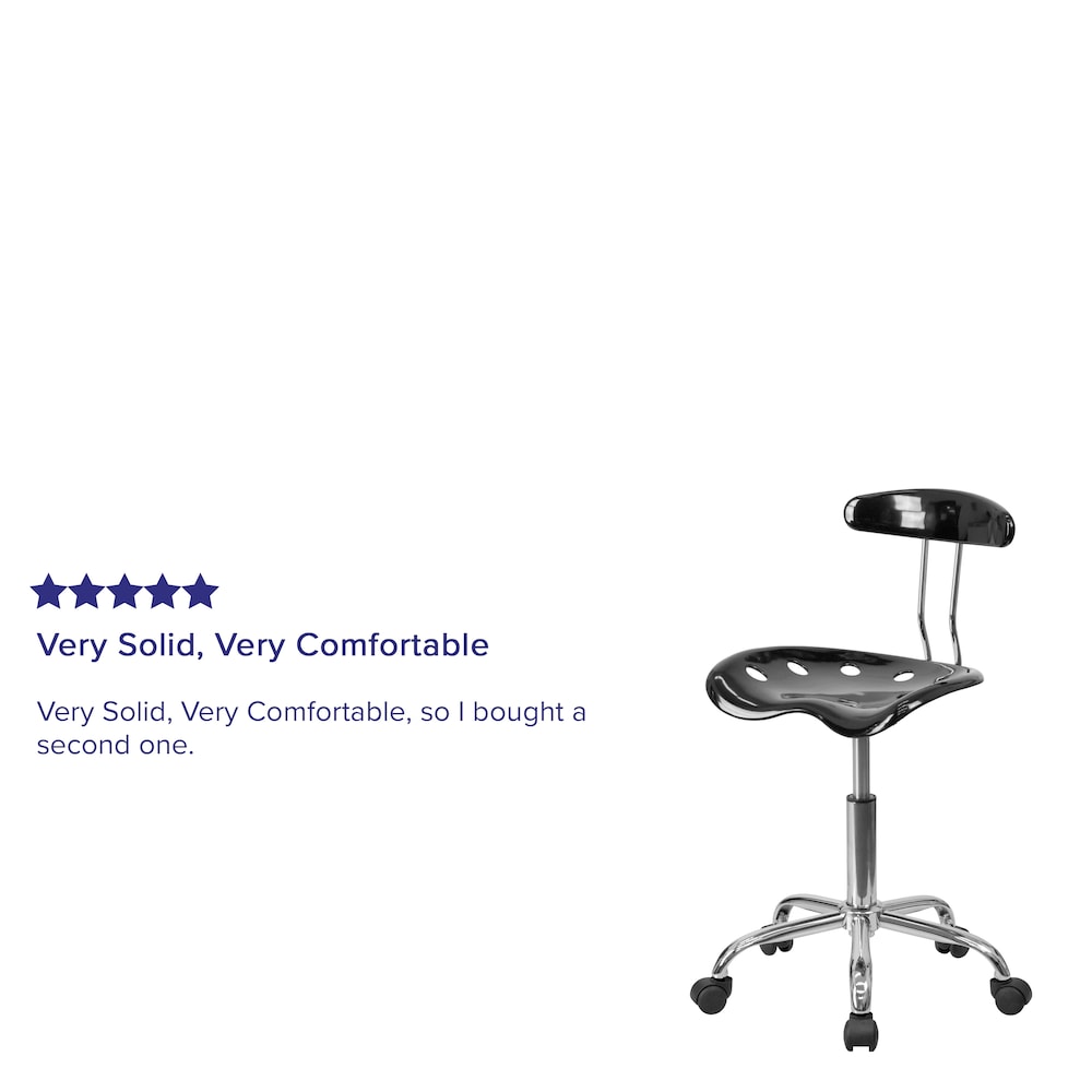 Chaise de travail pivotante noire et chromée vibrante avec siège tracteur