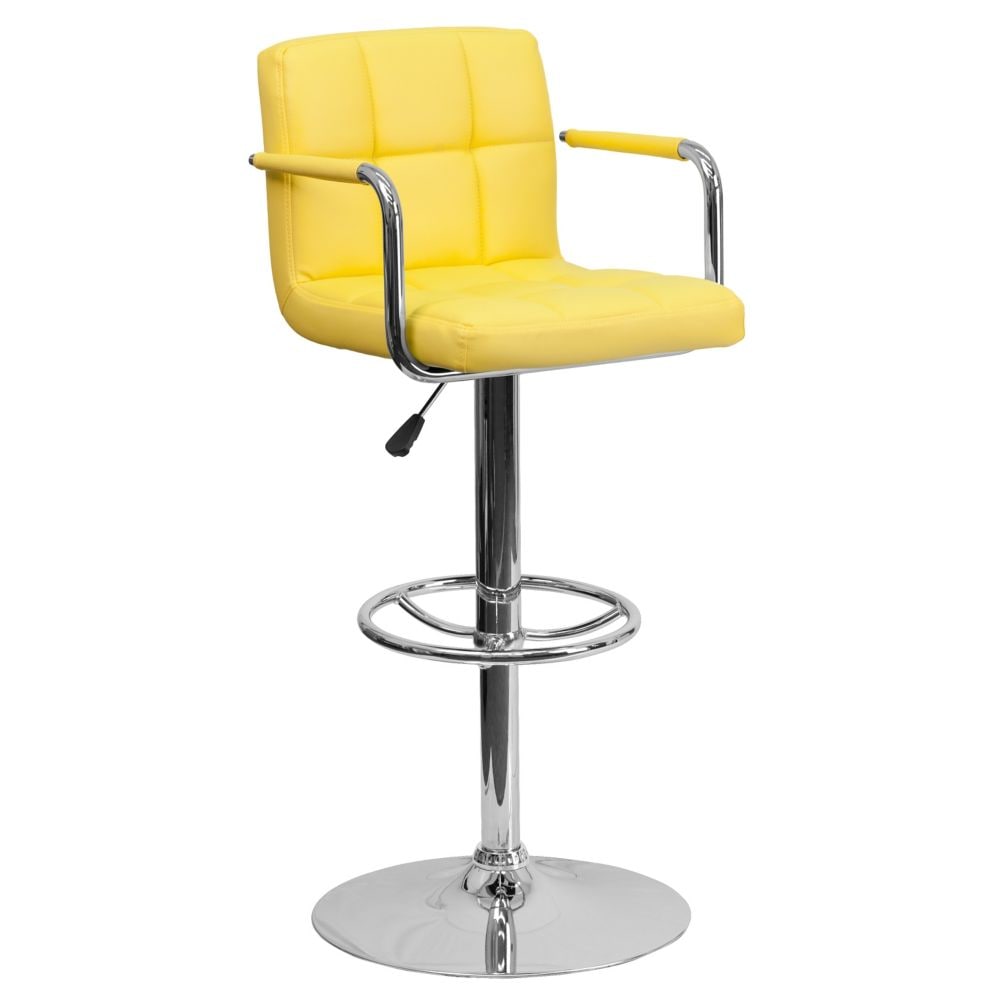 Tabouret de bar en vinyle matelassé jaune
