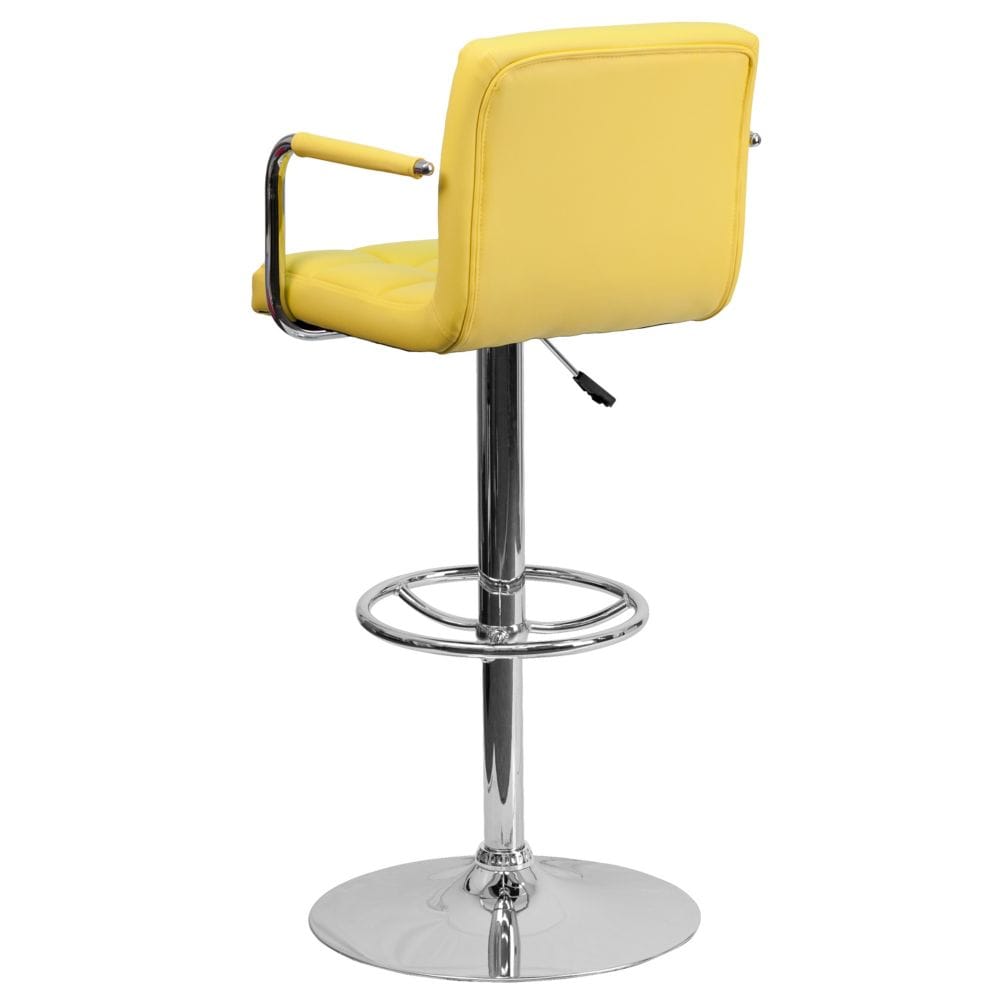 Tabouret de bar en vinyle matelassé jaune
