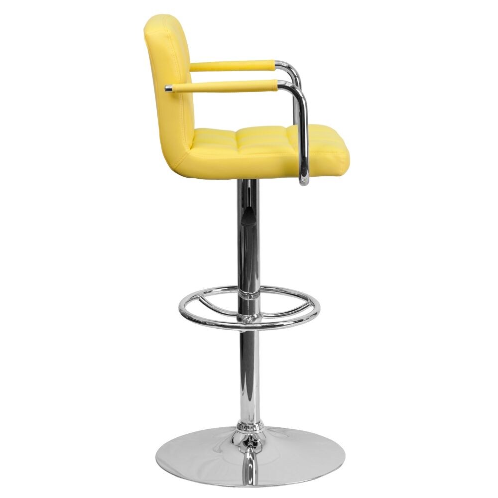 Tabouret de bar en vinyle matelassé jaune