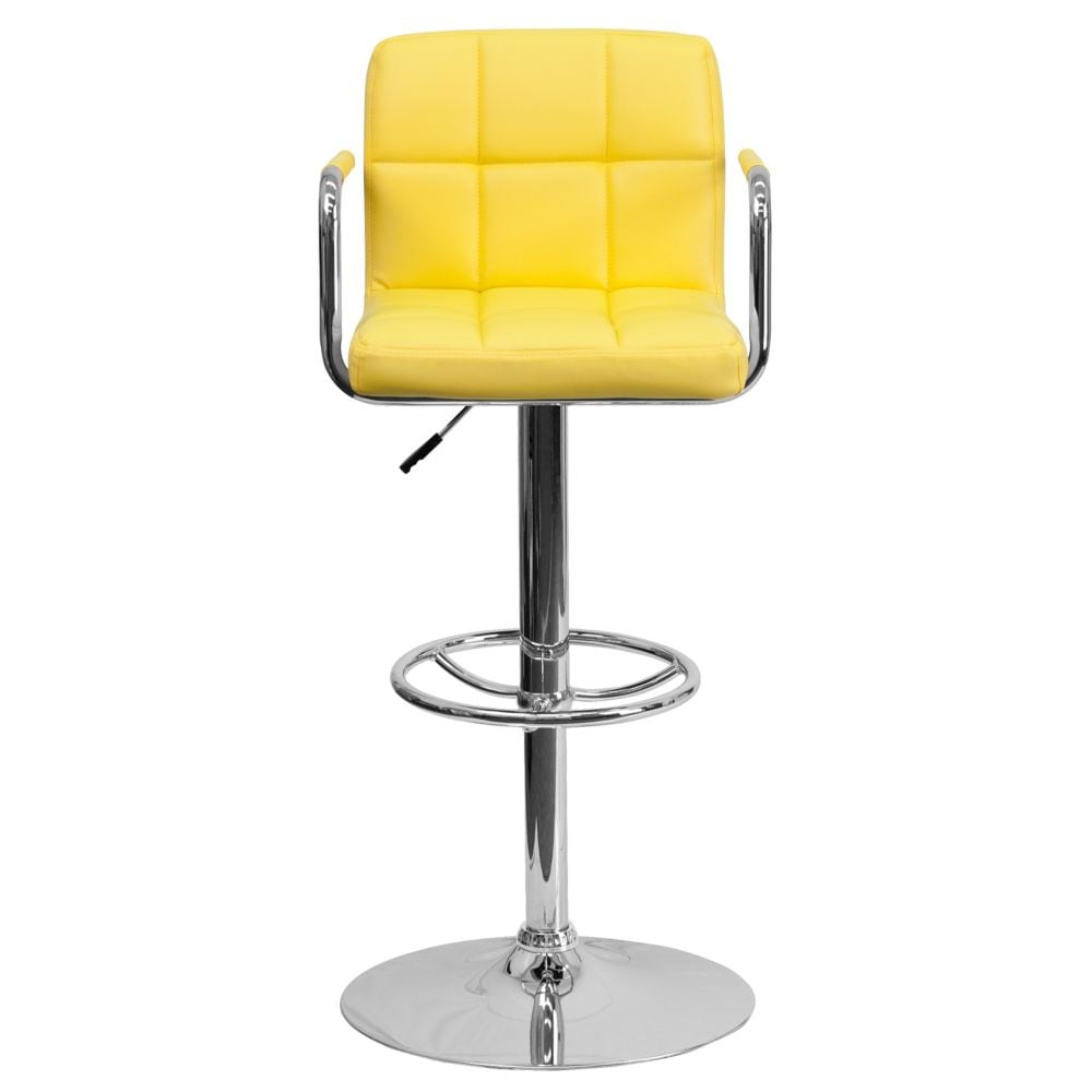 Tabouret de bar en vinyle matelassé jaune