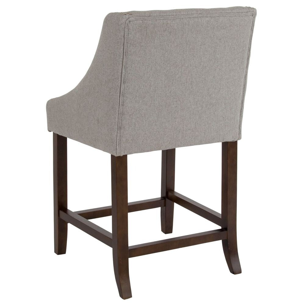 24" Gray Fabric/Wood Stool