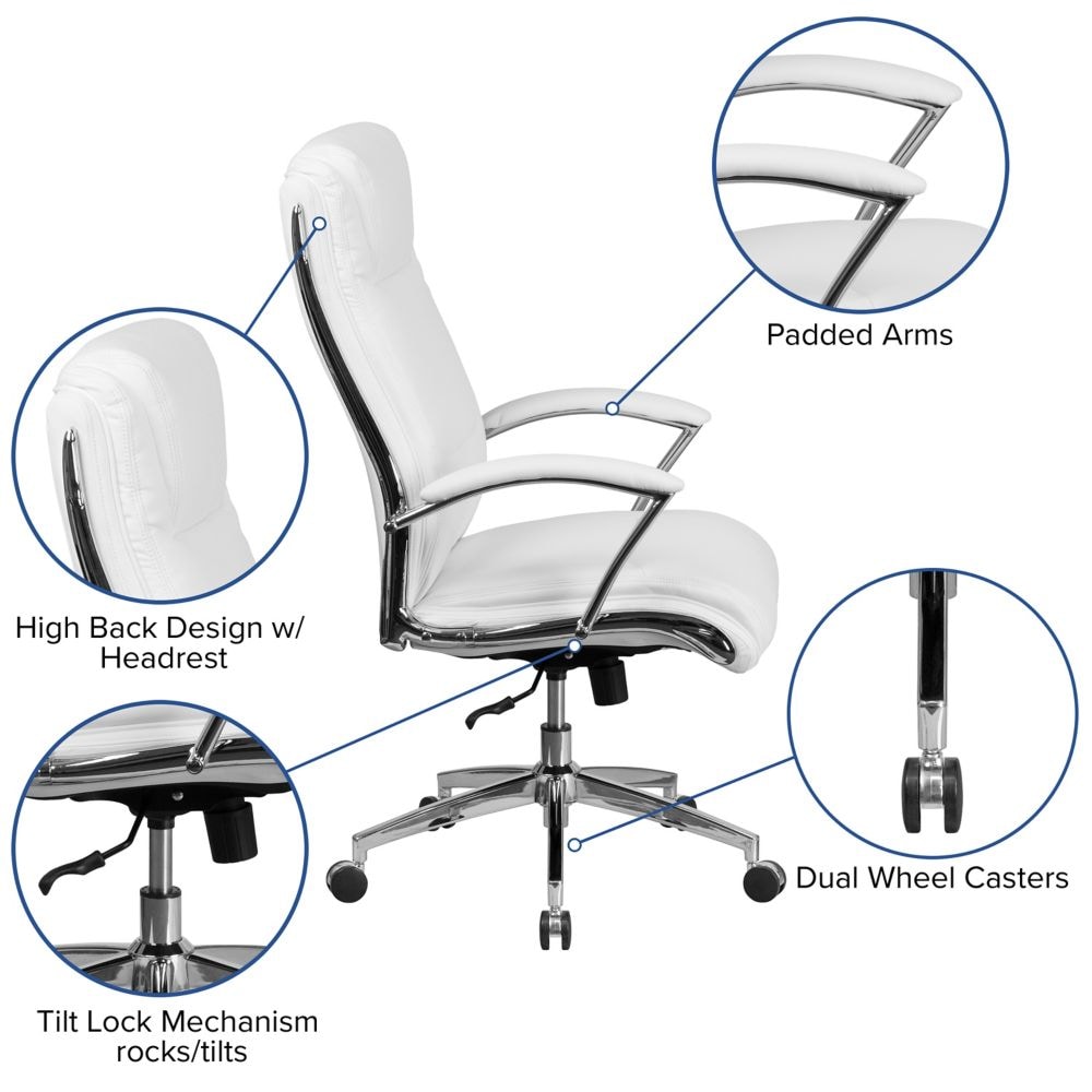 Chaise en cuir blanc à dossier haut